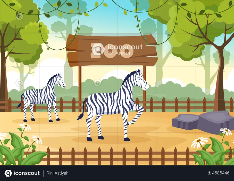 Zebra in zoo  Illustration