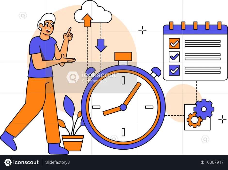 Zeit- und Arbeitsmanagement mit Saas-basierten Anwendungen  Illustration