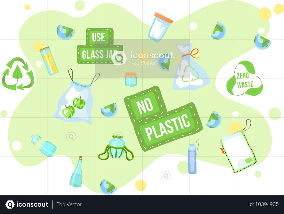 Zero waste no plastic  Illustration
