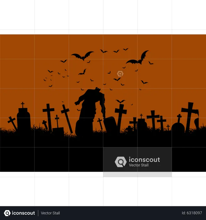 Zombies in graveyard  Illustration