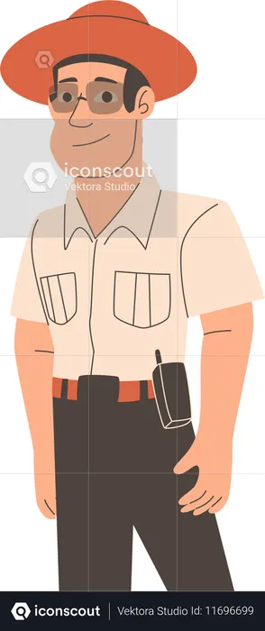Zoo keeper giving standing pose  Illustration