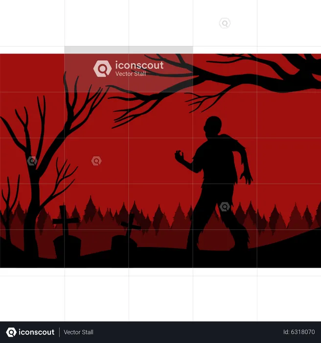 Zumbis chegando no Halloween  Ilustração