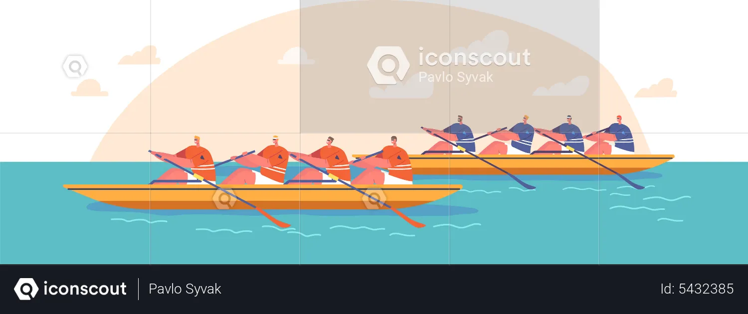 Zwei Boote konkurrieren im Bootswettbewerb  Illustration
