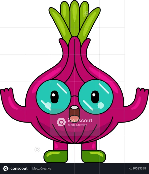 Zwiebel-Maskottchen mit weit geöffneten Armen  Illustration