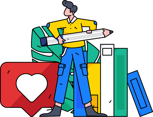 ソーシャルメディアの反応を見た学生  イラスト