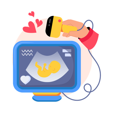 超音波による新生児検査  イラスト