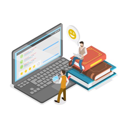 オンラインで顧客フィードバックを提供する人々  イラスト