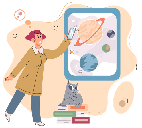 オンラインで勉強する学生  イラスト