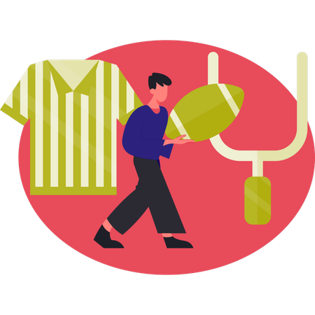 럭비공을 들고 있는 남자  일러스트레이션