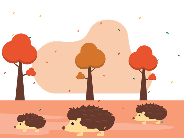 秋の公園  イラスト