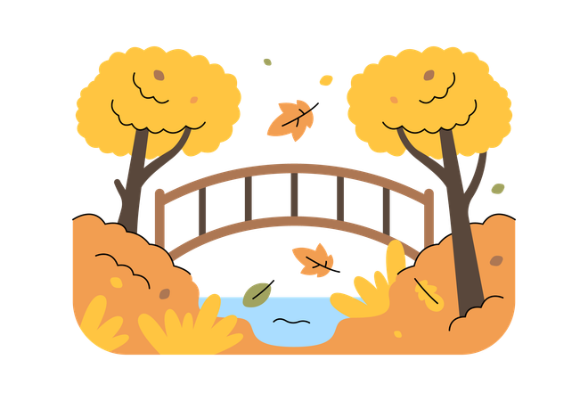秋の橋  イラスト