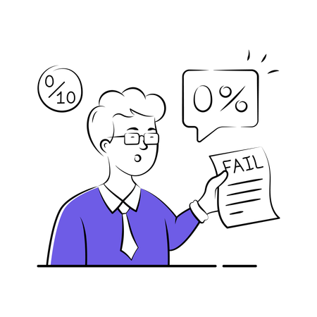 教授が学生の学業不合格結果を示す  イラスト