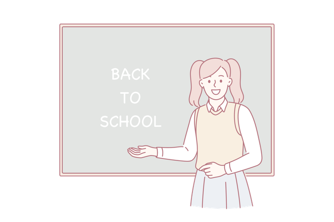 学校に戻る少女  イラスト