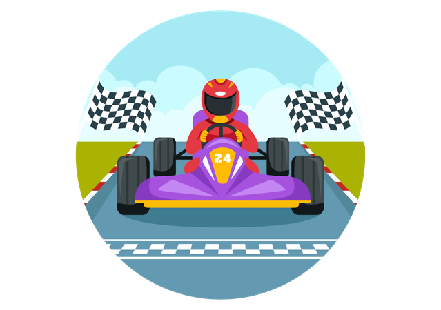 レースゲームを楽しむ少年  イラスト
