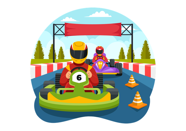 レーシングゲーム付きカートスポーツ  イラスト