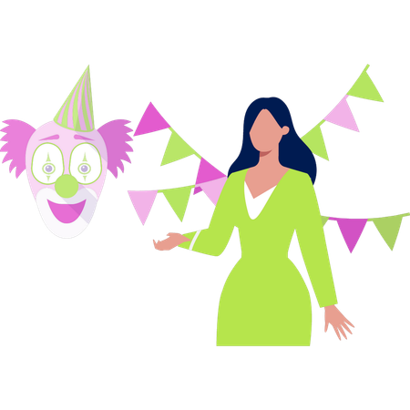 이벤트 장소에 있는 소녀  일러스트레이션