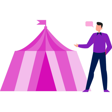 소년이 서커스에 대해 평론을 해준다.  일러스트레이션