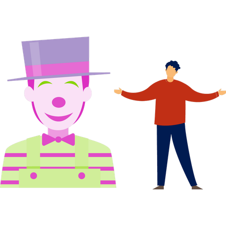 조커 놀이를 하는 소년  일러스트레이션