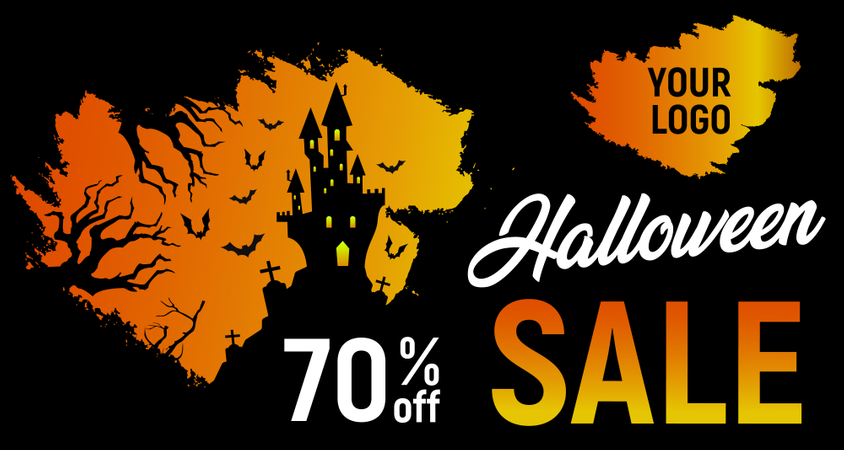 ハロウィンセール、ハロウィン割引の背景  イラスト