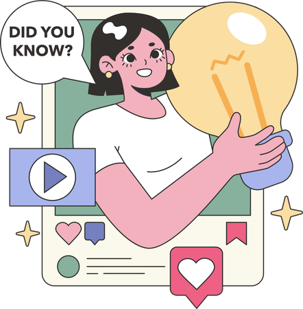 ライフハックとヒントを持つ女の子  イラスト