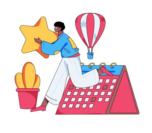 星を持って走る男  イラスト
