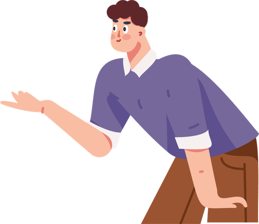 何かを尋ねる少年  イラスト