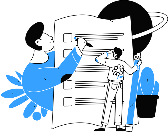学習スケジュールを立てる人たち  イラスト