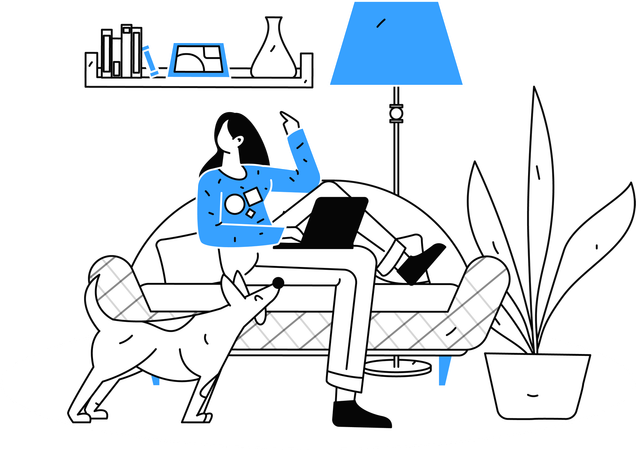 직원이 집에서 운영하는 프리랜서 작업장  일러스트레이션