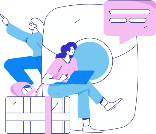 インセンティブプログラムに取り組む少女たち  イラスト