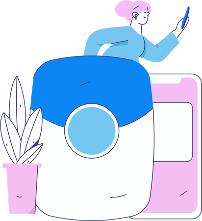 紹介プログラムで友達を招待する女の子  イラスト