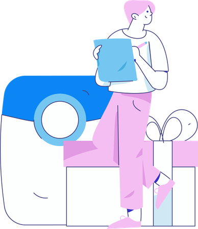 インセンティブプログラムに取り組む少年  イラスト