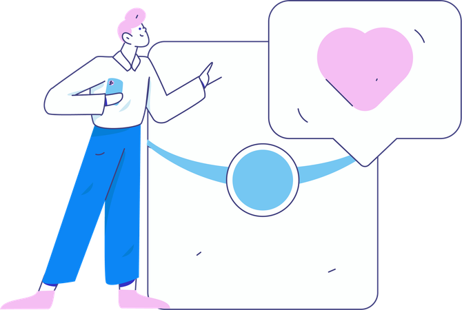推薦プログラムに取り組む男性  イラスト