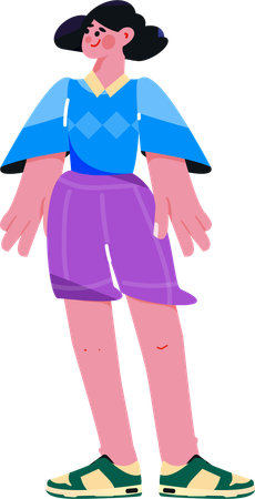 成功した女性が立っている  イラスト