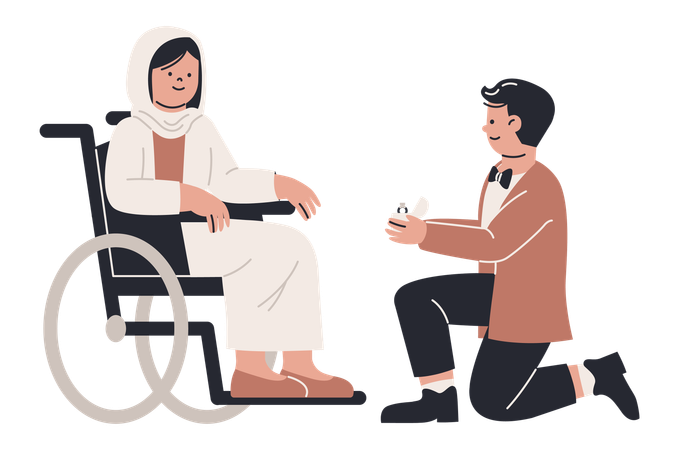 結婚する若いイスラム教徒のカップル  イラスト