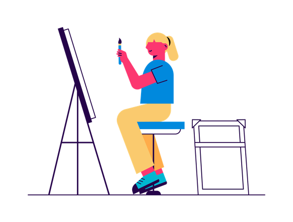 女性画家  イラスト