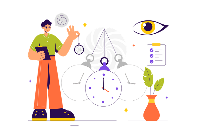 환자의 최면 진단  일러스트레이션