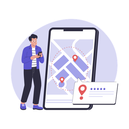 ビジネスのための地図エリア境界としてのジオフェンシング  イラスト