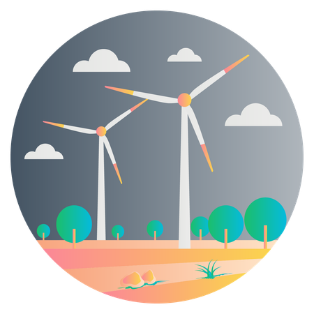風力発電所  イラスト