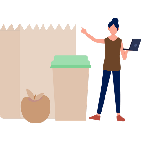 女性は健康食品をチェックしている  イラスト