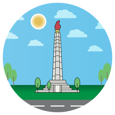 チュチェタワー 平壌 北朝鮮  イラスト