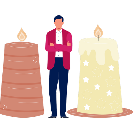 星のキャンドルについて語る男性  イラスト