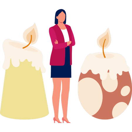 ろうそくを落とす女性  イラスト