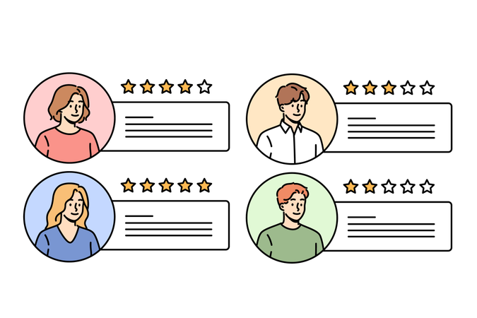 クライアントからフィードバックを受ける人々  イラスト