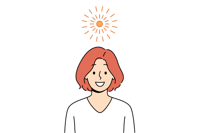 冬の晴れた天気を楽しむ女性  イラスト