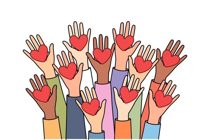 慈善財団の人々が心を示す  イラスト