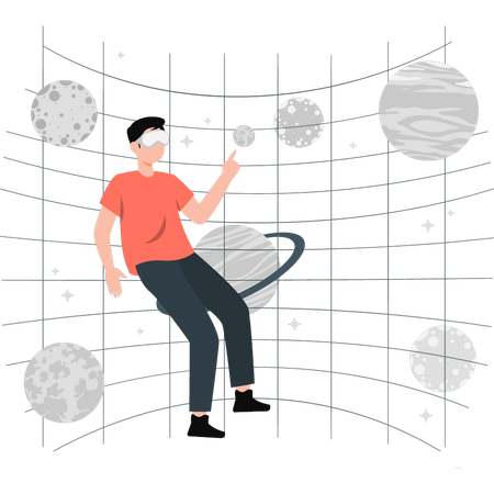 仮想技術を楽しむ男性  イラスト