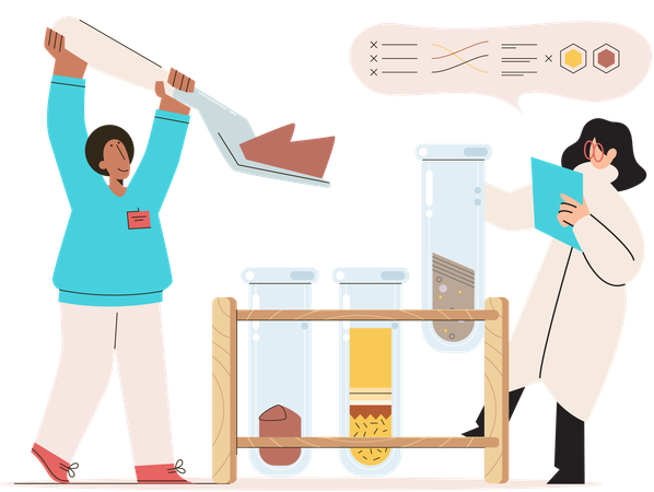 土壌を測定する科学者チーム  イラスト