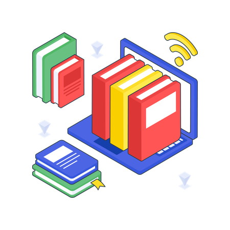 電子図書館  イラスト
