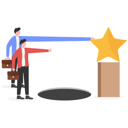 ビジネスマンが勝利の優位性を得る  イラスト