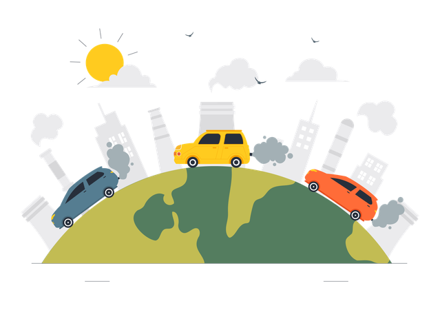 自動車の汚染  イラスト